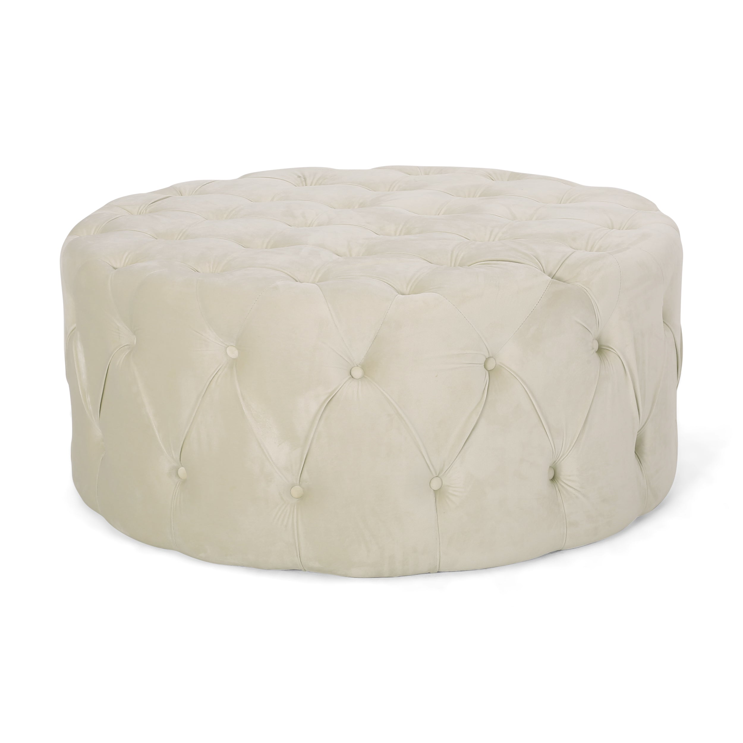 Christopher Knight Home 40" Tufted Velvet Square Ottoman – Oversized Modern Glam Cocktail Coffee Table Bench