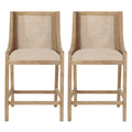 Christopher Knight Home Deville Upholstered 25.75 inch Wood and Cane Counter Stools (Set of 2), Beige