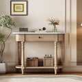 GDFStudio Joanna 36" Solid Wood Console Table with Drawer and Open Shelf, Beige/White