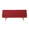Mid-Century Modern Sofa with Button Tufting & Gold-Tipped Rubberwood Legs – Fabric Upholstered Living Room Couch