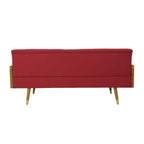 Mid-Century Modern Sofa with Button Tufting & Gold-Tipped Rubberwood Legs ¨C Fabric Upholstered Living Room Couch