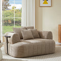 GDFStudio Harper Modern Bouclé Oversized Lounge Accent Chair with Pillows & Metal Side Frame, Khaki