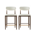 Christopher Knight Home Eloin Modern Iron Upholstered Armless Counter Stools (Set of 2), Beige/Brown