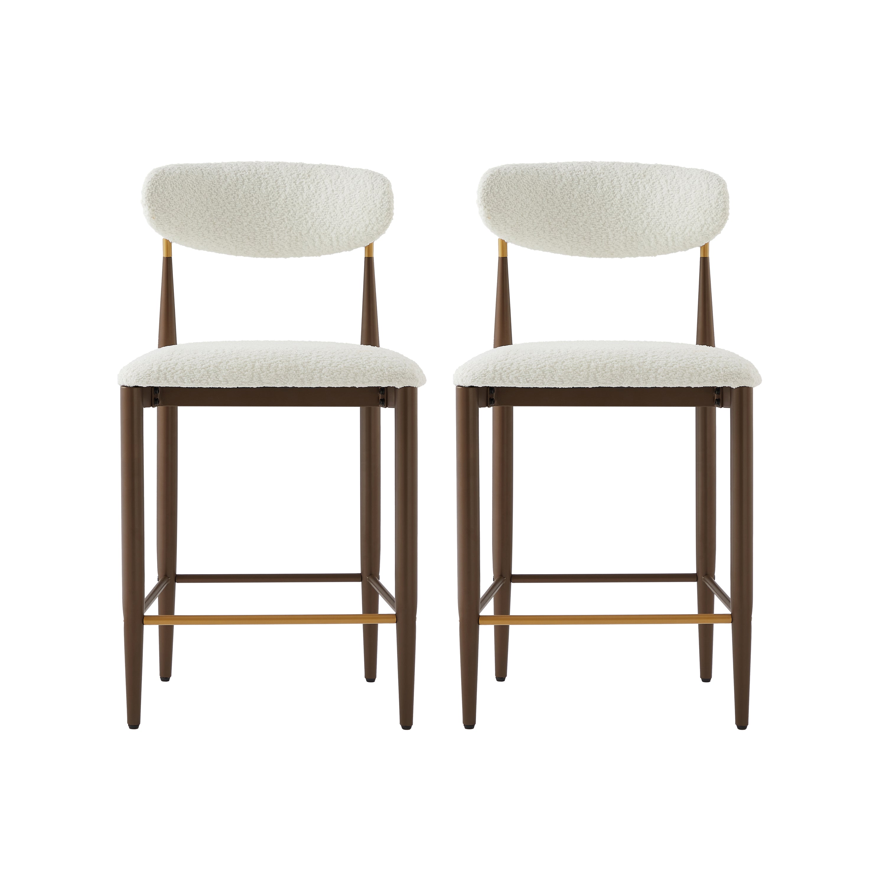 Christopher Knight Home Eloin Modern Iron Upholstered Armless Counter Stools (Set of 2), Beige/Brown