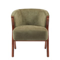 GDFStudio Everett Mid-Century Modern Boucle Upholstered Accent Chair with Curved Back, Green/Walnut