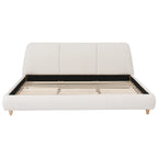 Christopher Knight Home Cotton Linen Upholstered Platform Bed with Solid Wood Legs & Metal Support Frame