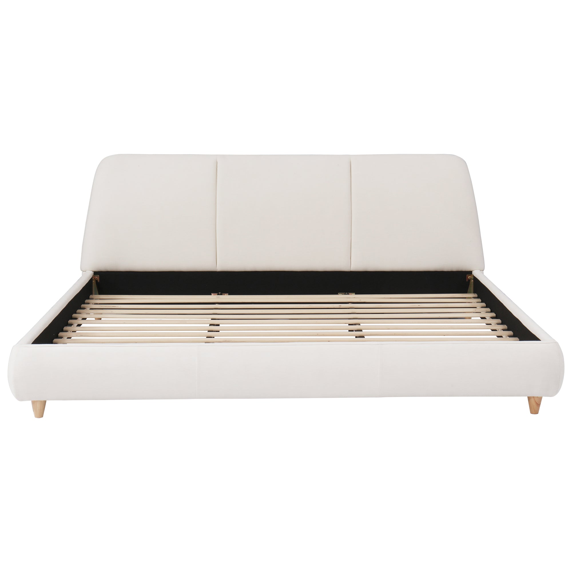 Christopher Knight Home Cotton Linen Upholstered Platform Bed with Solid Wood Legs & Metal Support Frame