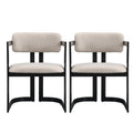 Christopher Knight Home Celica Modern Faux Wood Finish Upholstered Metal Dining Chairs (Set of 2), Black