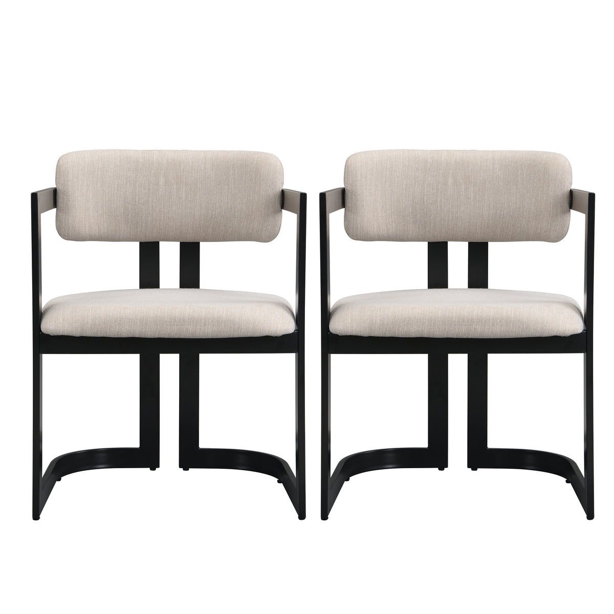 Christopher Knight Home Celica Modern Faux Wood Finish Upholstered Metal Dining Chairs (Set of 2), Black