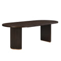 Christopher Knight Home Yuval 88" Modern Minimalist Oval 6 Seater Dining Table with Double Pedestal Base, Espresso
