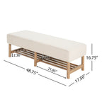 Christopher Knight Home Rectangular Linen Ottoman Bench ¨C Upholstered Seat with Wood Legs & Open Shelf