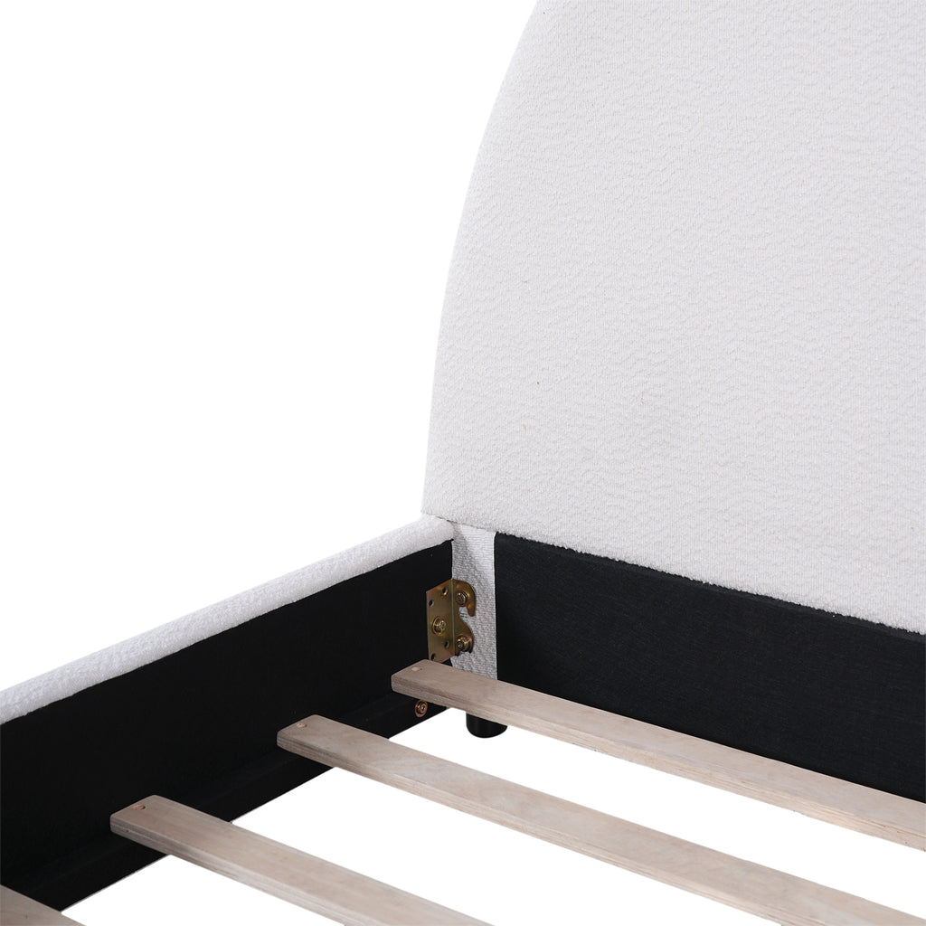 Christopher Knight Home Modern Boucle Upholstered Platform Bed with Thick Half-Round Headboard
