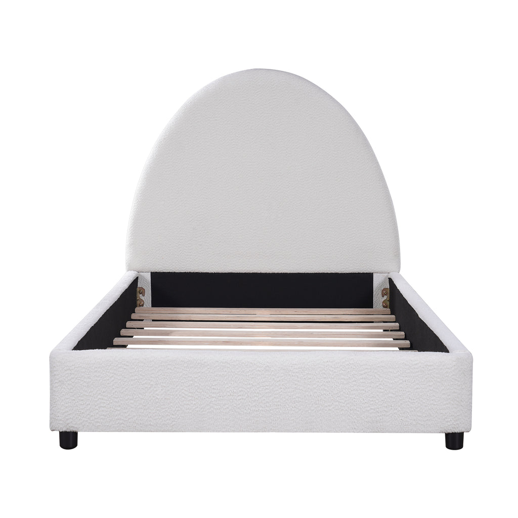 Christopher Knight Home Modern Boucle Upholstered Platform Bed with Thick Half-Round Headboard