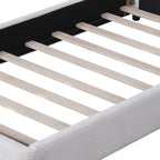 Christopher Knight Home Modern Boucle Upholstered Platform Bed with Thick Half-Round Headboard