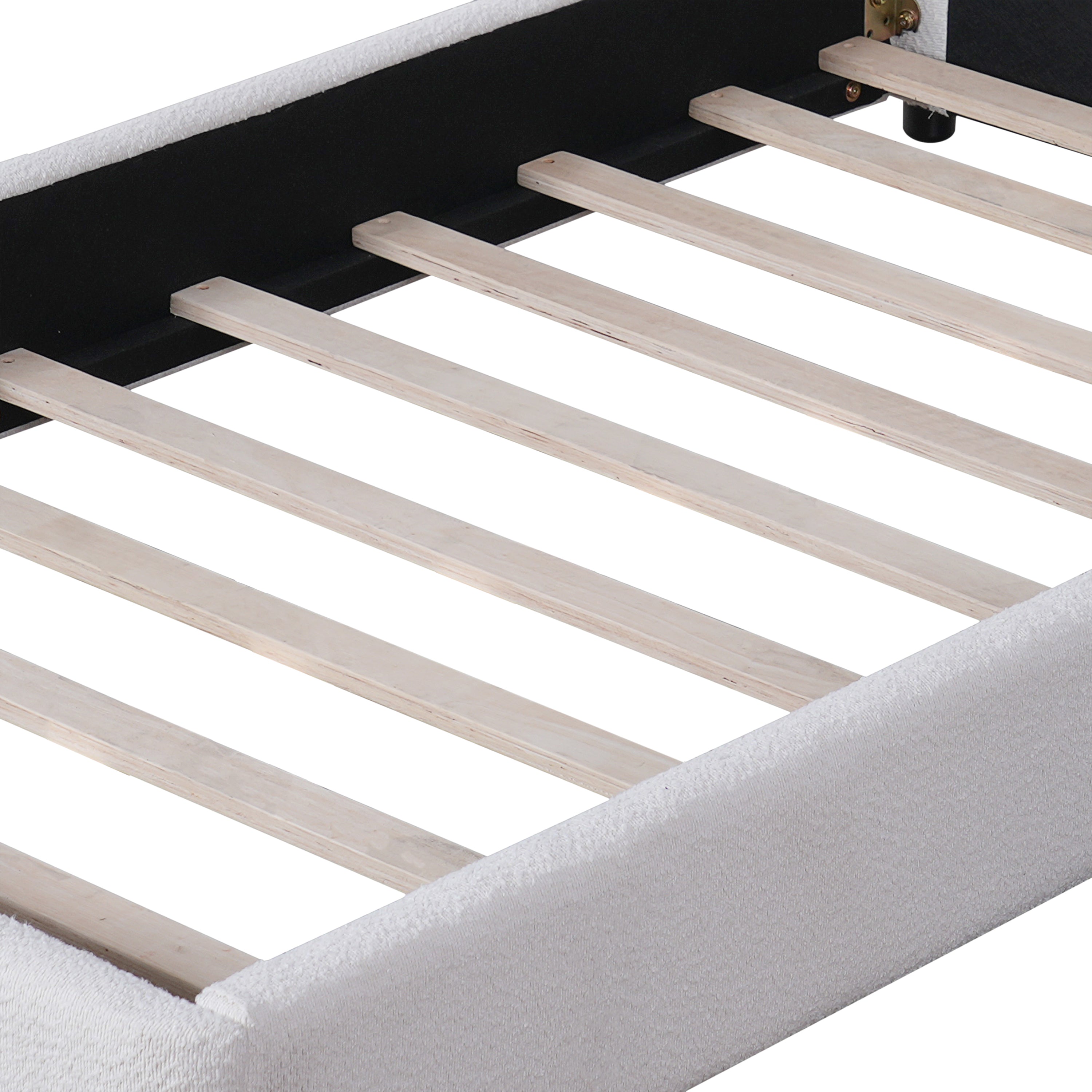 Christopher Knight Home Modern Boucle Upholstered Platform Bed with Thick Half-Round Headboard