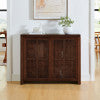 GDFStudio Marcus Rustic 39.40"W Wooden Storage Sideboard Cabinet with 2 Rattan Doors, Walnut
