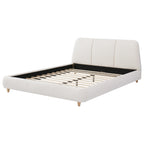 Christopher Knight Home Cotton Linen Upholstered Platform Bed with Solid Wood Legs & Metal Support Frame