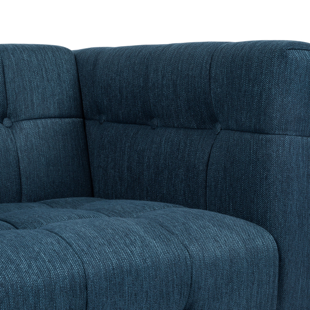 Stylish Mid-Century Modern Three-Seater Sofa with Button-Tufted Waffle Stitch