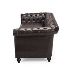 Christopher Knight Home Classic Tufted Chesterfield 3 Seater Sofa with Scrolled Arms & Nailhead Trim