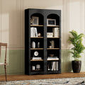 GDFStudio Yuto Modern 5-Tier Wooden Bookcases with Adjustable Shelves (Set of 2), Black