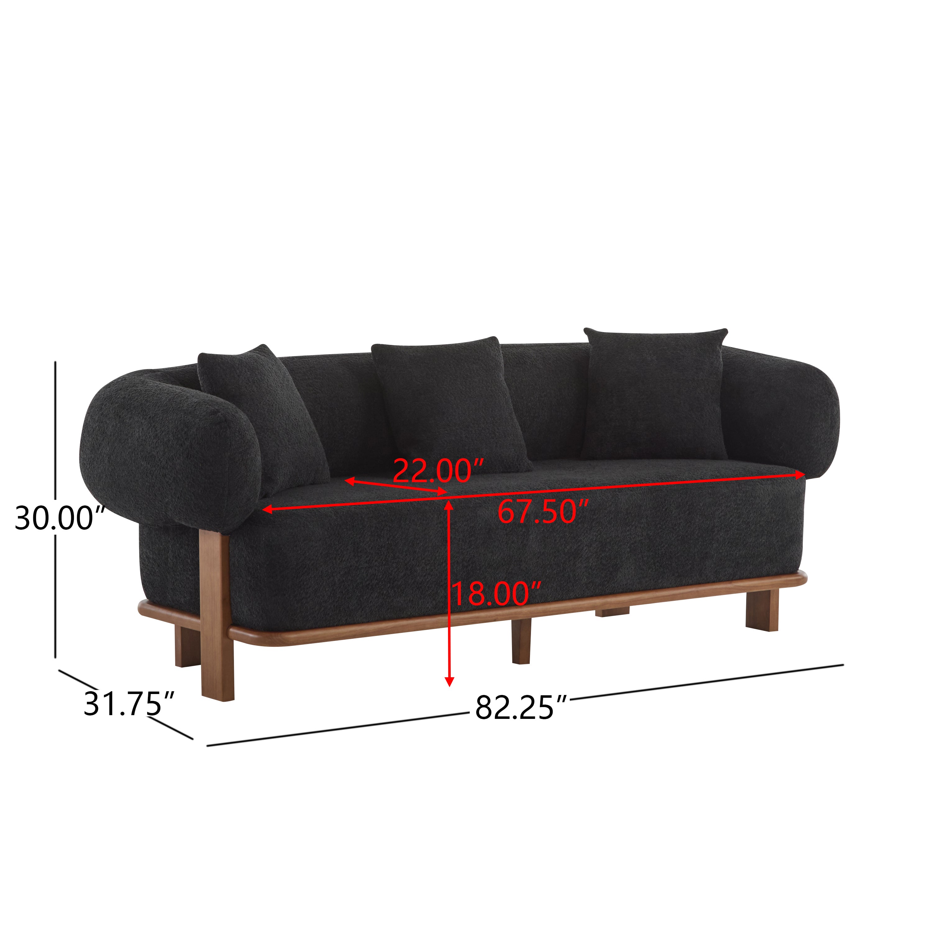 Christopher Knight Home 82" Modern Curved Living Room Sofa with Deep Seat & Solid Wood Frame