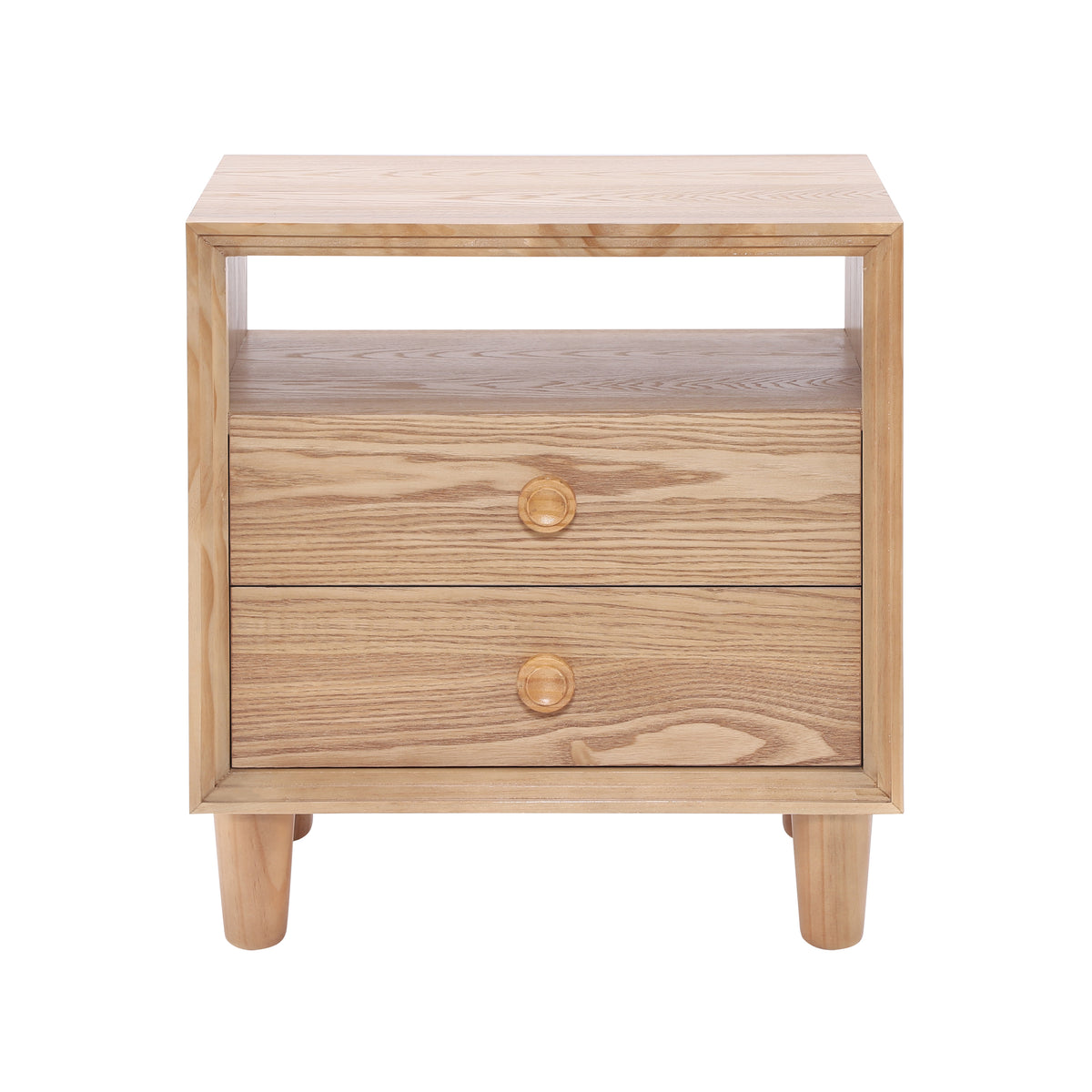 Christopher Knight Home Ramona Modern Nightstand with 2 Drawers and Open Shelf, Natural