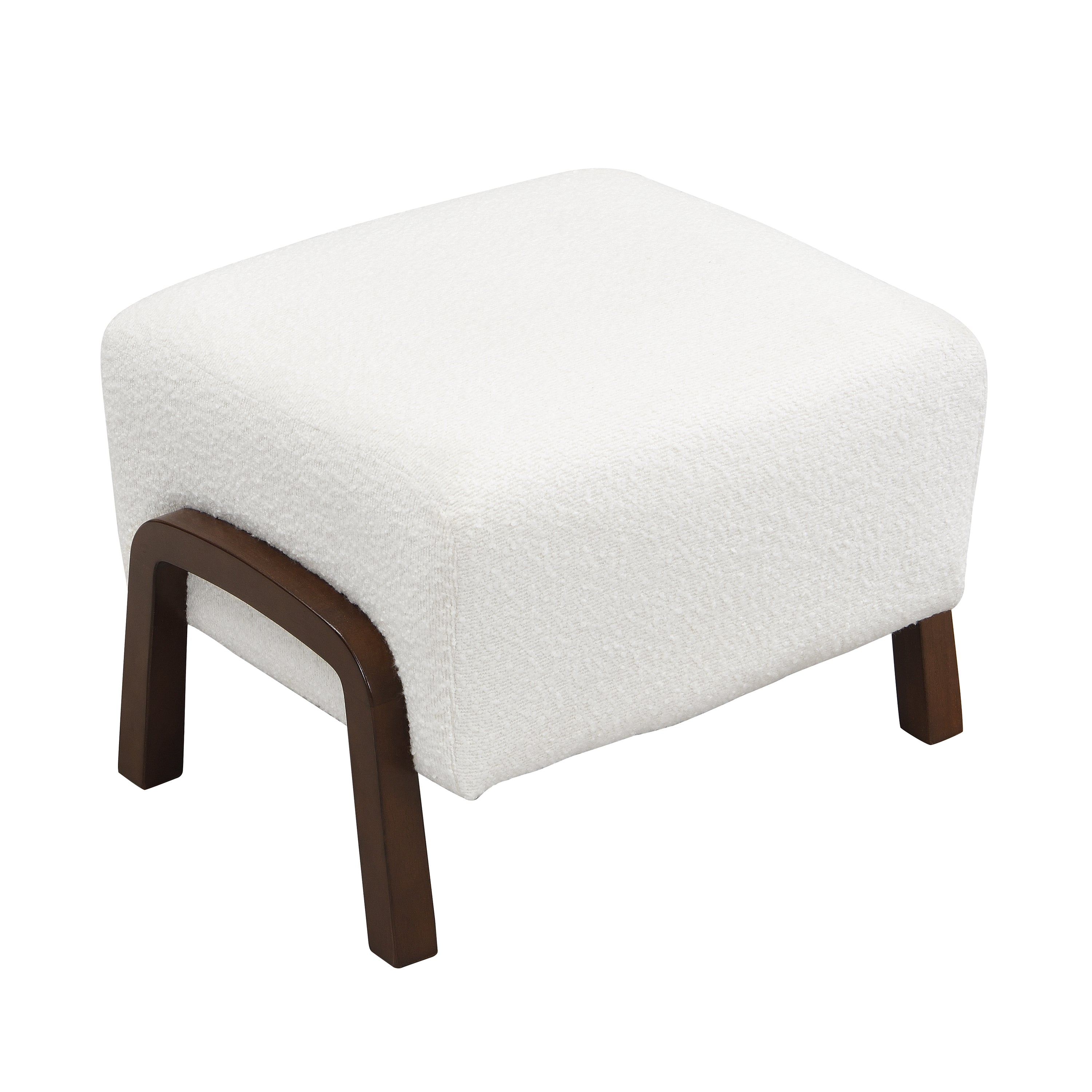 Boucle Storage Ottoman with Solid Wood Legs – Modern Upholstered Footrest & Accent Bench