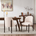 GDFStudio Quiller Modern 2-Piece Rubber Wood Fabric Upholstered Dining Chairs, Beige