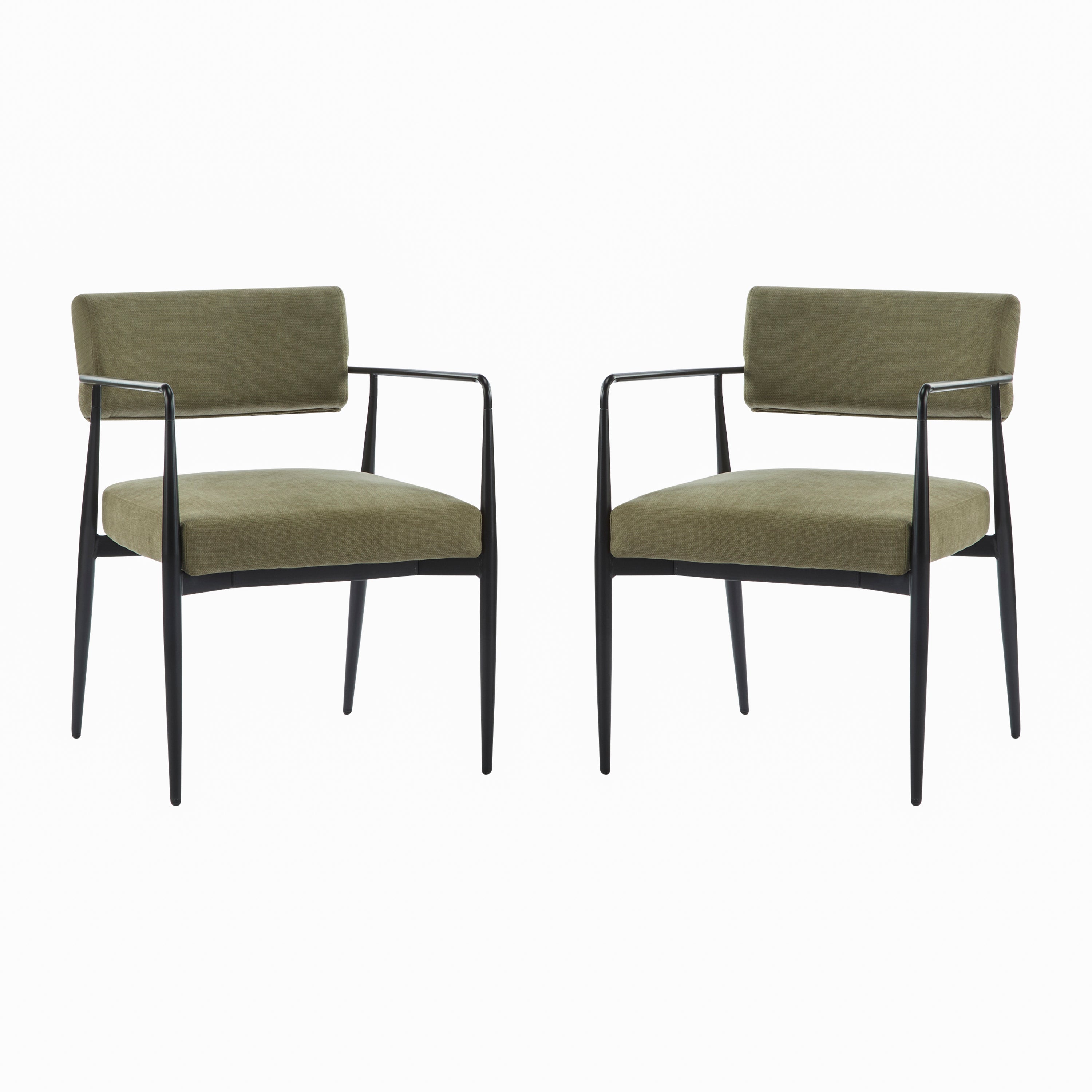Christopher Knight Home Behrens Mid-Century Modern Upholstered Dining Chairs (Set of 2), Olive Green