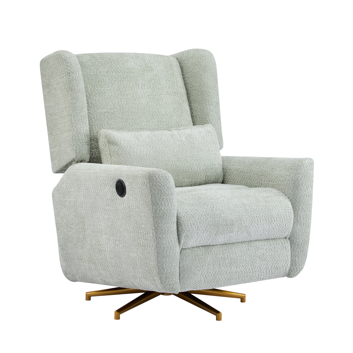 Christopher Knight Home Gilbert Contemporary Upholstered 360? Swivel and Power Recliner Chair, Light Green - Boucle