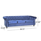 Christopher Knight Home Velvet Chesterfield Sofa with Tufted Back & Nailhead Trim