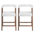 Christopher Knight Home Amara Modern Rubberwood Upholstered Counter Stools with Curved Backrest (Set of 2), Walnut