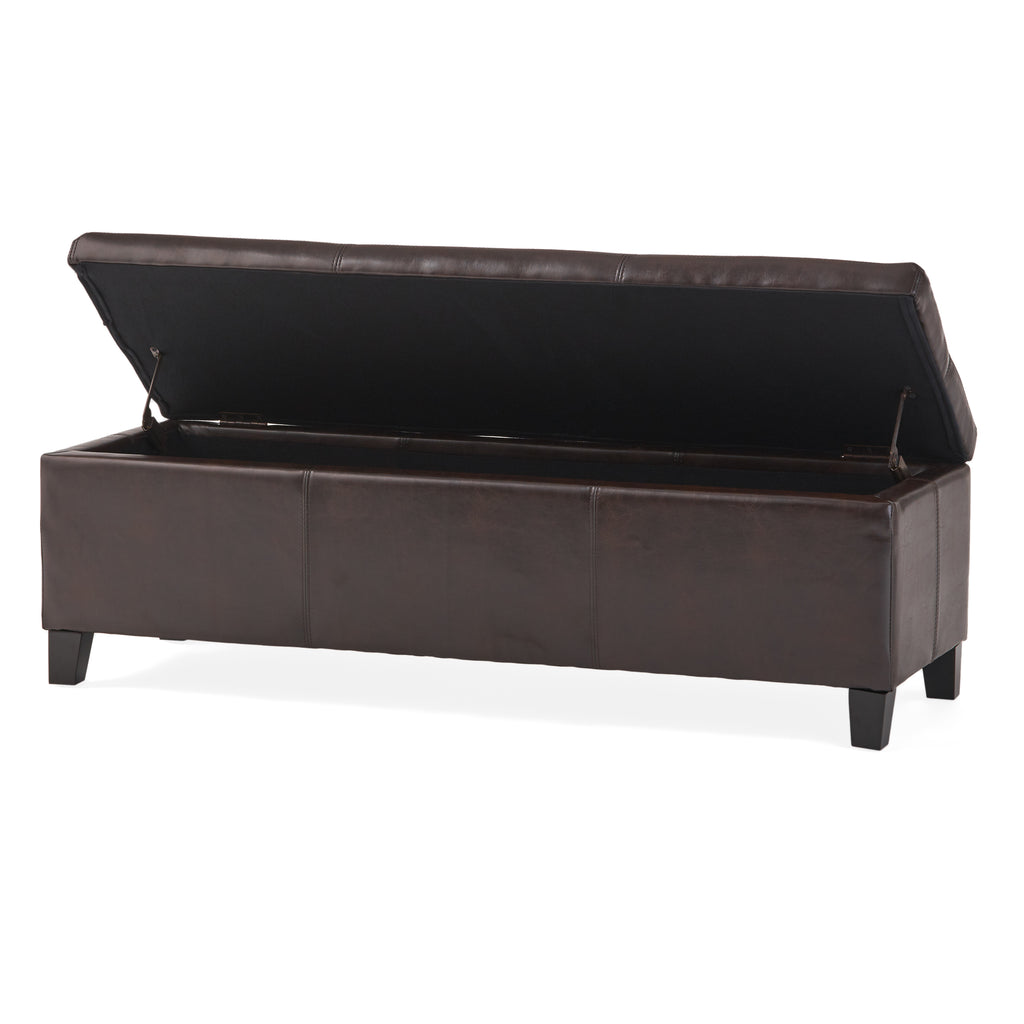 Christopher Knight Home 50" Faux Leather Tufted Storage Ottoman Bench with Hidden Storage