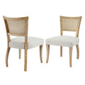 Christopher Knight Home Elodie Modern Farmhouse Rubberwood Upholstered Dining Chair with Natural Rattan Cane Back, Natural/Beige, Set of 4