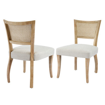Christopher Knight Home Elodie Modern Farmhouse Rubberwood Upholstered Dining Chair with Natural Rattan Cane Back, Natural/Beige, Set of 4