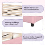 Christopher Knight Home Butterfly-Headboard PU Leather Platform Bed with Wood Slats & Metal Accents