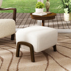 Boucle Storage Ottoman with Solid Wood Legs ¨C Modern Upholstered Footrest & Accent Bench