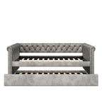 Christopher Knight Home Upholstered Velvet Daybed with Pull-Out Trundle & Tufted Backrest