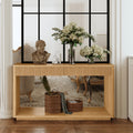 GDFStudio Bertram Mid-Century Modern 60" Solid Wood Fluted Console Table with 2 Drawers