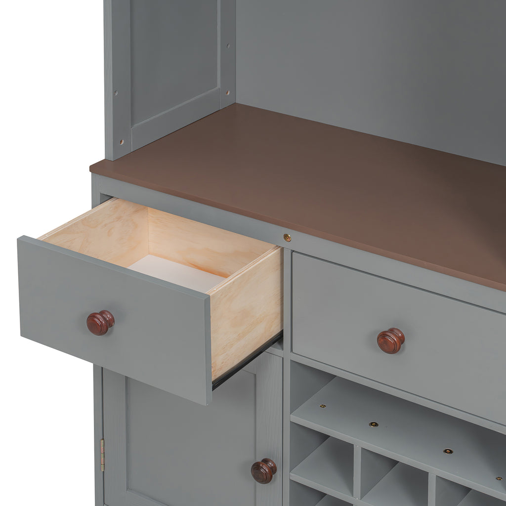 Queen Size Murphy Bed with Storage, Wine Rack & LED Lights – Space-Saving Wall Bed with Cabinets & Shelves for Modern Apartments