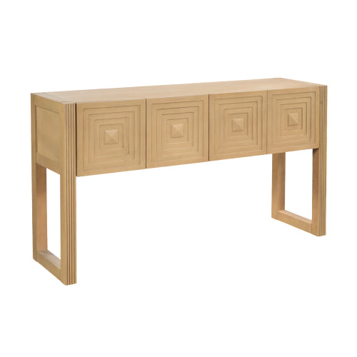 Christopher Knight Home Laura Modern Geometric Carved Console Table with 3 Drawers, Light Brown