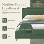 Christopher Knight Home Modern Faux Leather Platform Bed with Gold Metal Accents & Sturdy Wood-Metal Frame