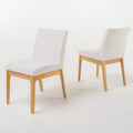 GDFStudio Hampton Mid-Century Modern Fabric Upholstered Armless Dining Chairs (Set of 2), Light Beige/Natural Oak