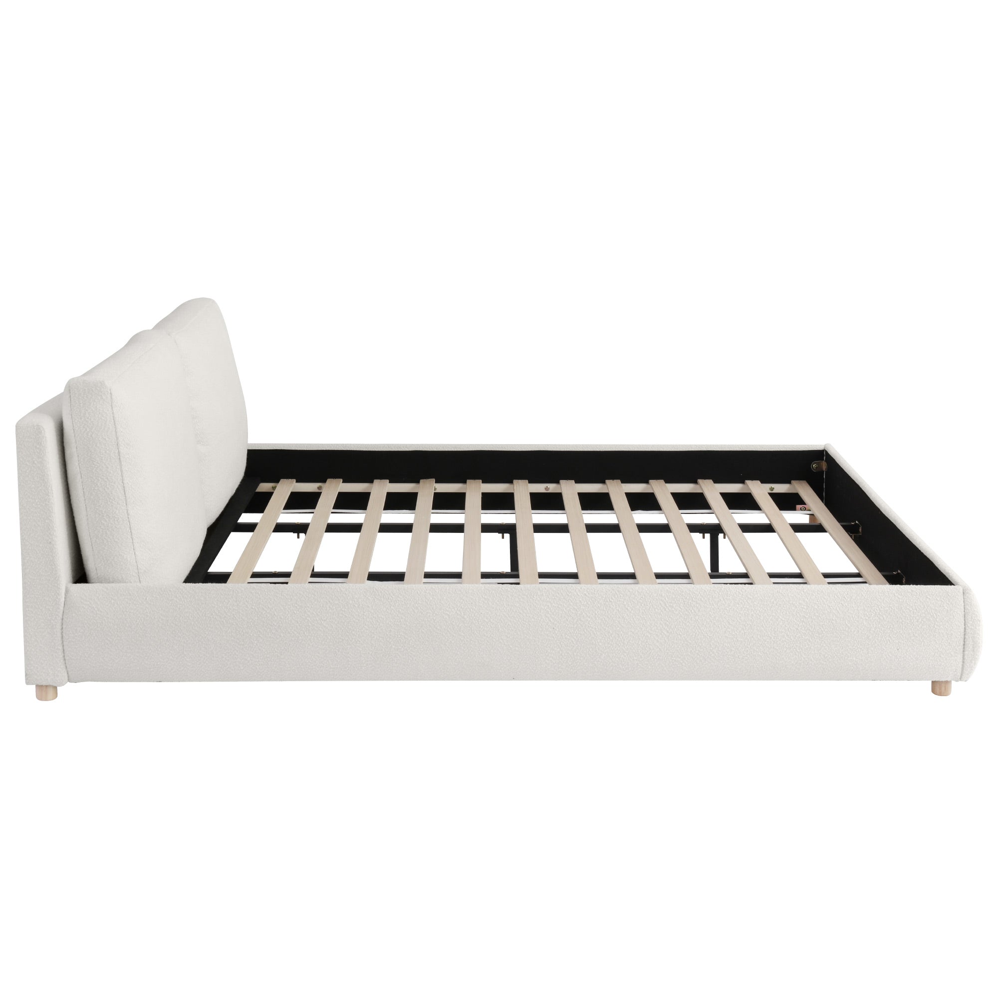 Christopher Knight Home Modern Boucle Upholstered Platform Bed with Pillow Headboard