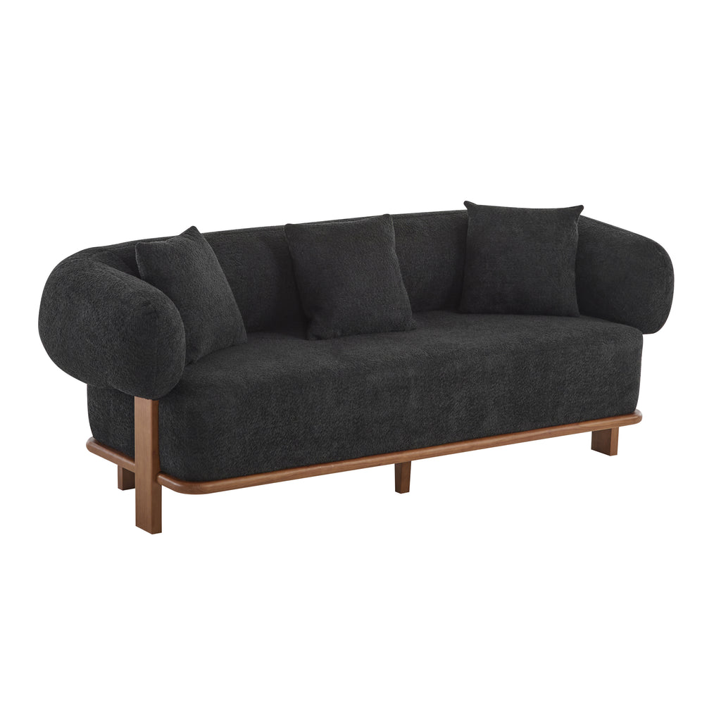Christopher Knight Home 82" Modern Curved Living Room Sofa with Deep Seat & Solid Wood Frame