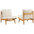 Christopher Knight Home Vista Solid Wood Accent Chair with Removable Cushions, Set of 2, Beige/Natural