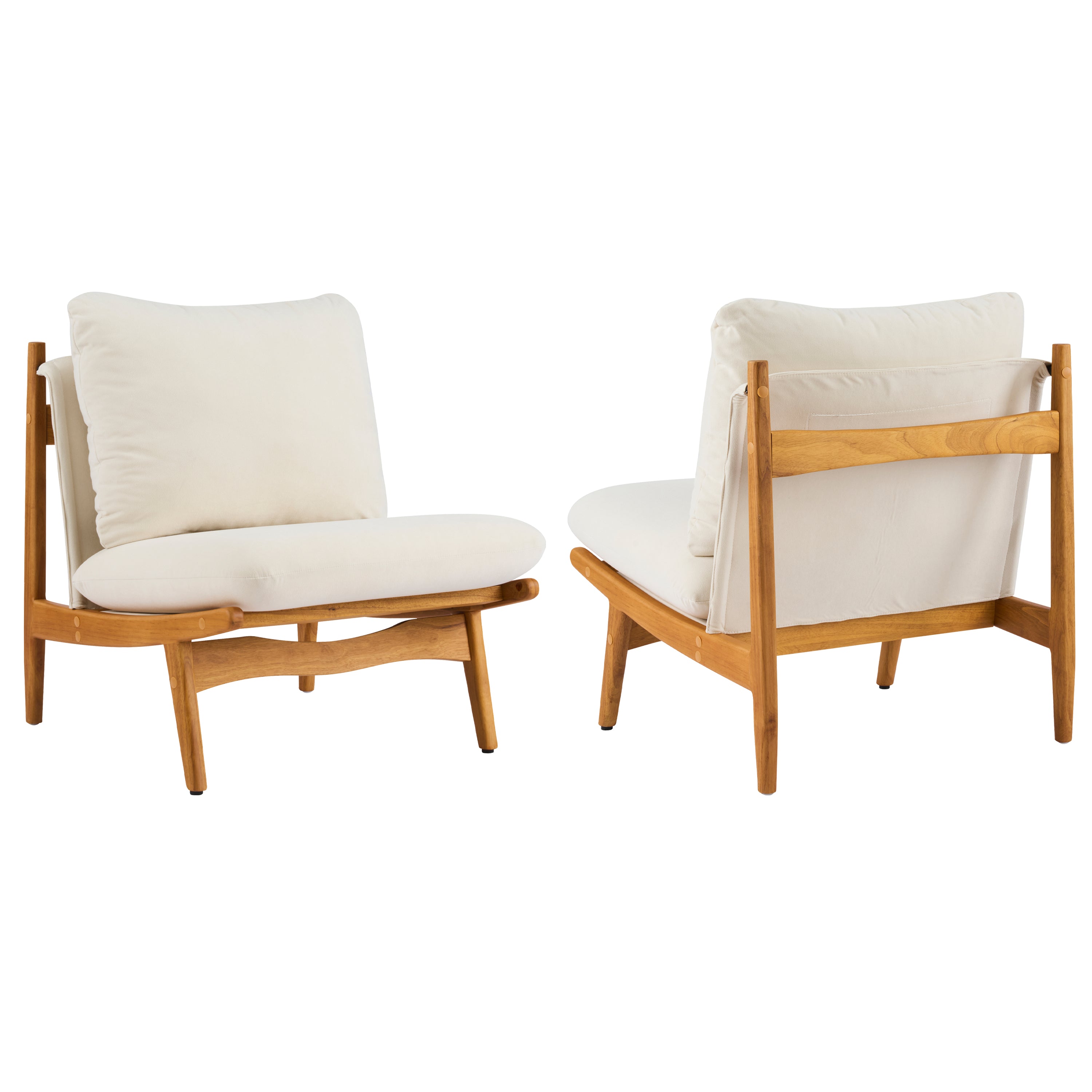 Christopher Knight Home Vista Solid Wood Accent Chair with Removable Cushions, Set of 2, Beige/Natural