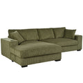 Christopher Knight Home Tess Oversized Corduroy Upholstered Sectional Sofa with Charging Ports and Cup Holders, Green
