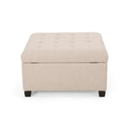 Tufted Square Storage Ottoman with Soft-Closing Hinges & Upholstered Lid