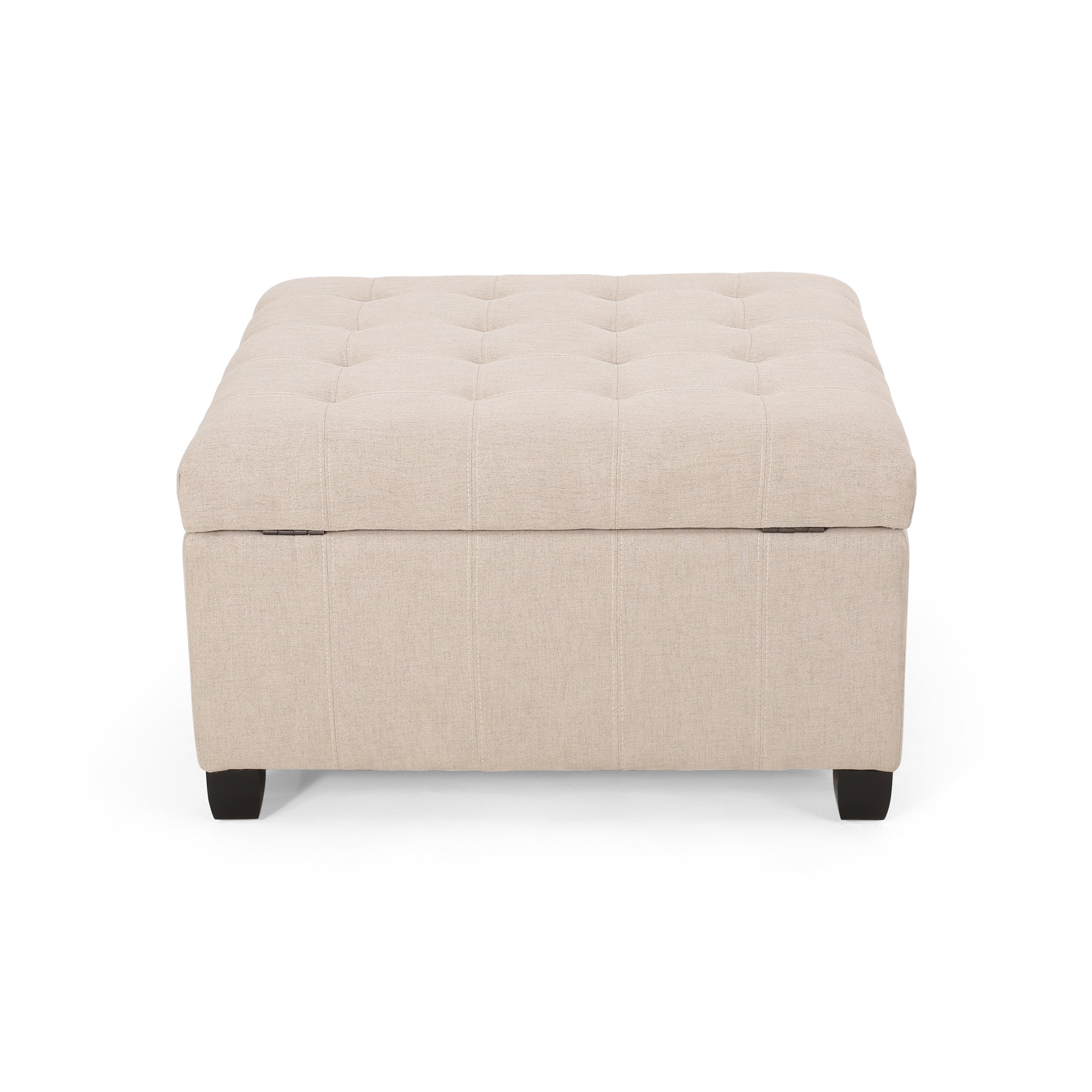 Tufted Square Storage Ottoman with Soft-Closing Hinges & Upholstered Lid